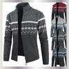 Autumn and Winter New Sweater Men's Stand-up Collar Color Matching Knitted Cardigan Casual Men's Sweater