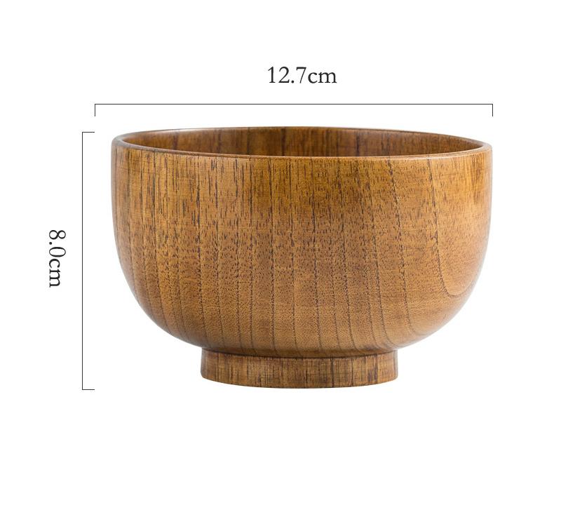 1Pc Wooden Bowl Japanese Miso Soup Bowl Dessert Rice Bowl Wood Baby Feeding Bowl Snack Salad Food Container Kitchen Tableware