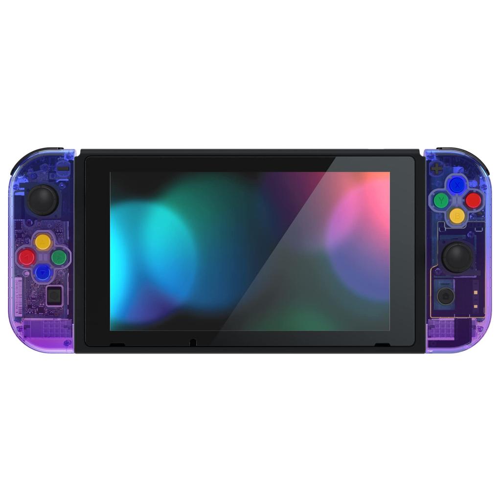 eXtremeRate Handheld Controller Housing Case Compatible with Switch Joycon and Switch OLED Clear Gradient Color Replacement Shell DIY Replacement Case