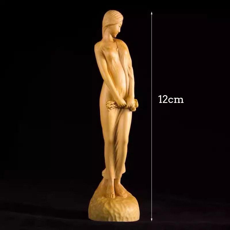 Статуэтка богини из цельного дерева, пасторальная девушка в цветочном сезоне, милая домашняя комната, офисные художественные украшения, бесплатная доставка