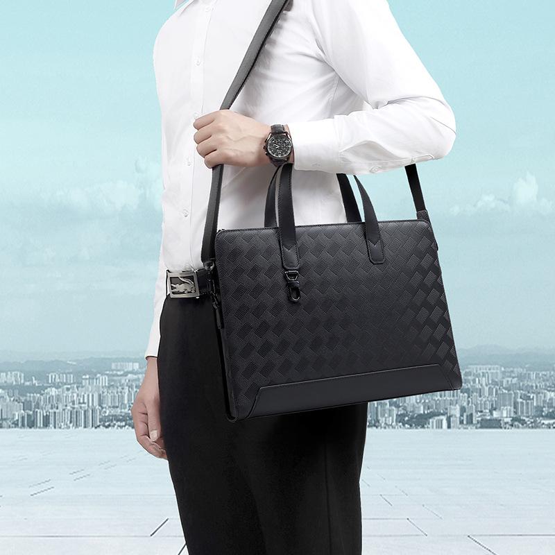 Элегантная деловая сумка, простая атмосферная кожаная мужская сумка, модный тренд, первый слой коровьей кожи, мужской портфель