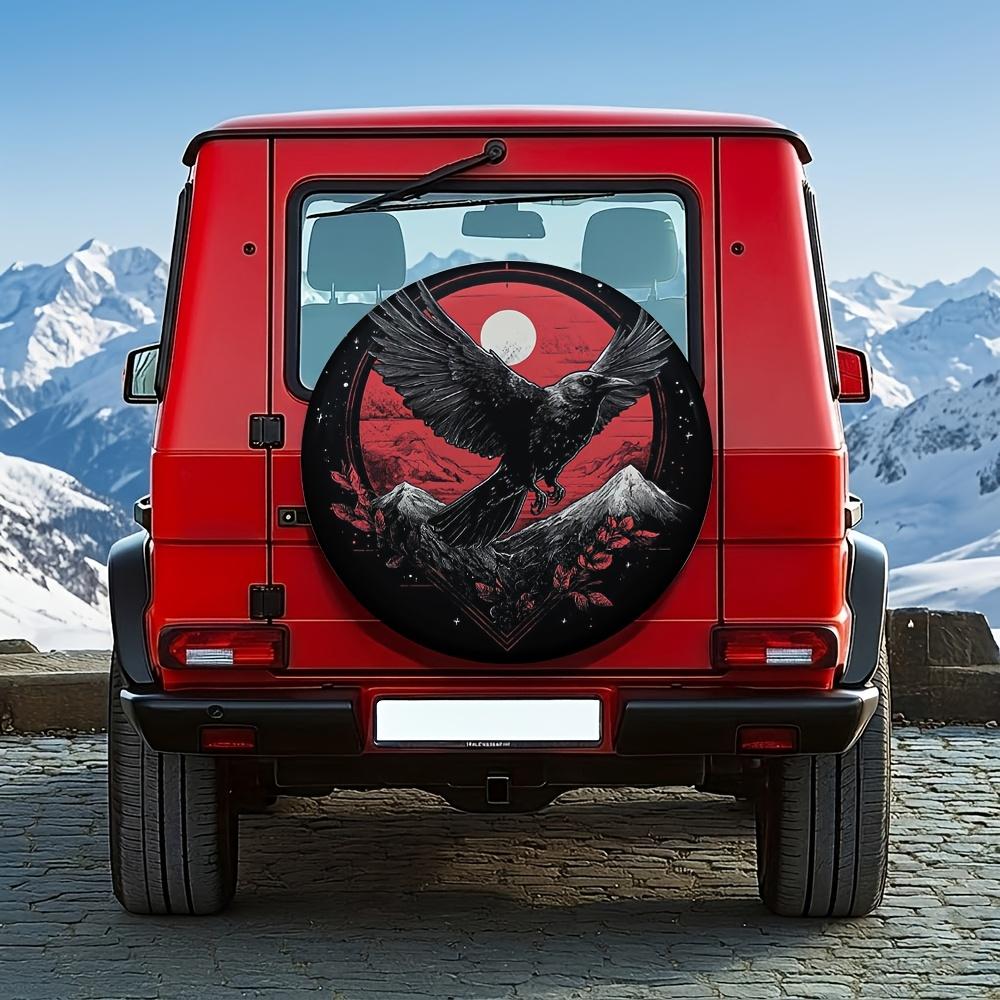 1pc, 14-17 Inch Universal Ultra Dark Night Eagle Mountain Forest Artistic Conception Tire Cover, Suitable For Off-Road Modificat
