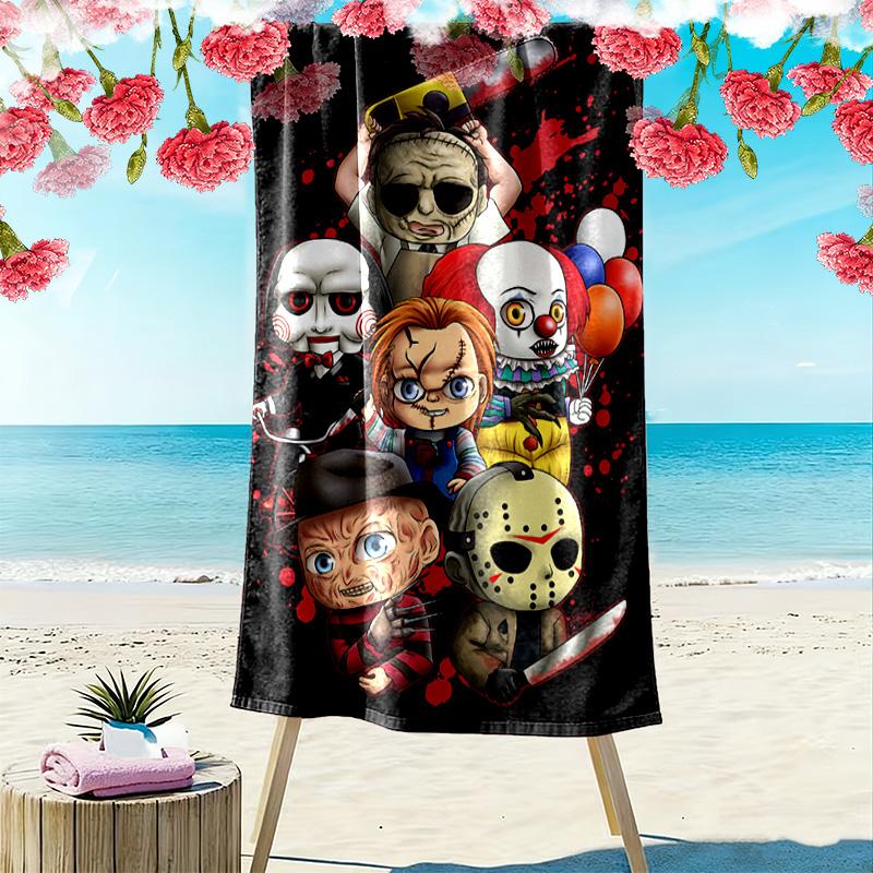 Spooky cartoon character 2D Flat Print Beach Towel, Large Soft Quick Dry Towel for Beach Camping SwimmingXSTJ0915412
