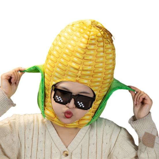Фото-капюшон Яркий Цветной Фрукты Еда Форма Мягкий Плюшевый Головной Убор Отверстие для Лица Особенность Интернет-знаменитость Костюм Вечеринка Реквизит