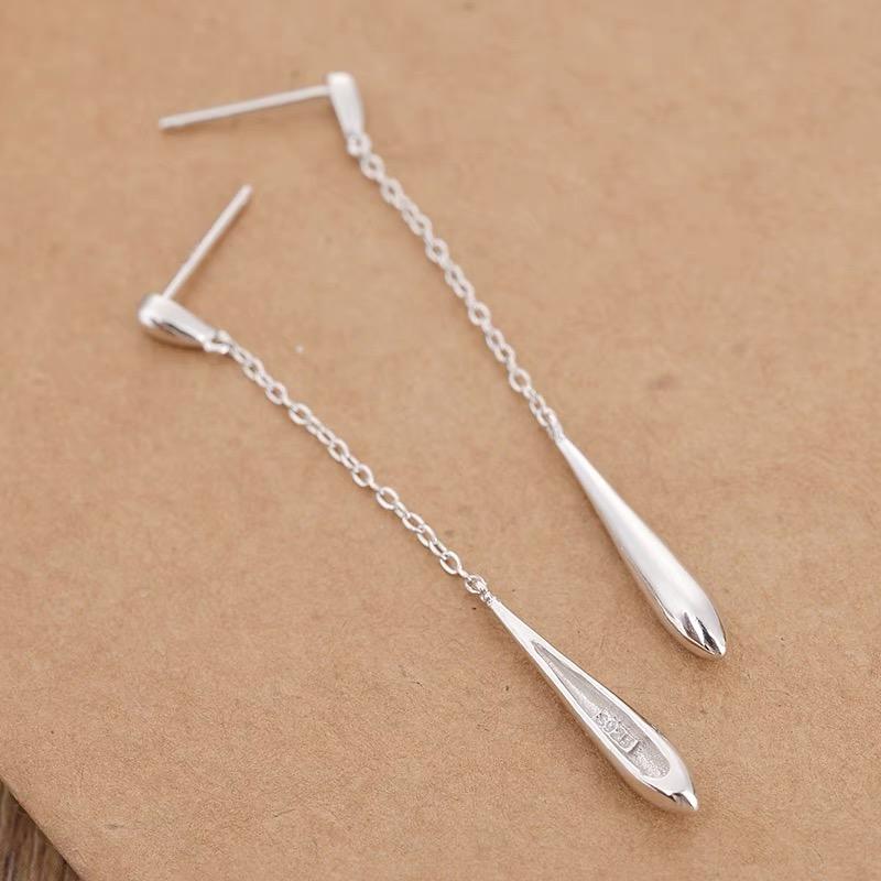 BF CLUB 925 Silver Earrings For Women Trendy Waterdrop Long Tassel Jewelry Prevent Allergy Party Wedding Accessories