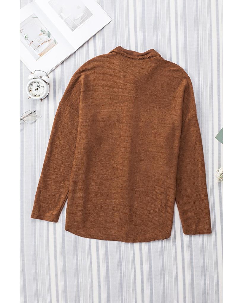 Azura Exchange Contrast Flap Pockets Relaxed Shacket