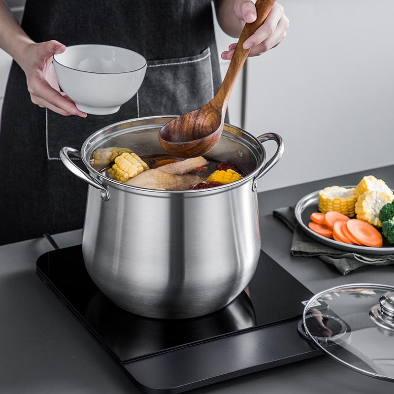 304 Stainless Steel Tall Soup Pot Anti Overflow Design Large Capacity Cooking Pot Home Commercial Use Multi Purpose Cookware Induction Ready Durable
