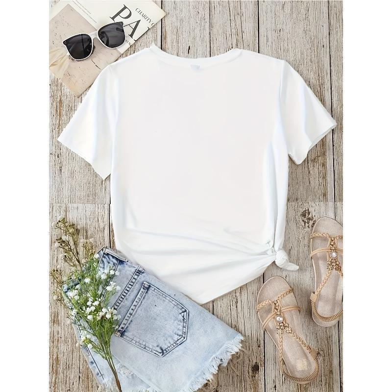 Женская футболка с цветочным принтом, европейский размер | Повседневная футболка с коротким рукавом и круглым вырезом, весна/лето