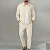 Mens Slim Fit Zip-Up Jacket With Collar Pocket Matching Pants Set Casual Sportwear