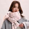 Small Fresh Light Pink Small Plaid Imitation Cashmere Fringed Scarf Women's Winter Warm Versatile Skin-friendly Scarf Tide