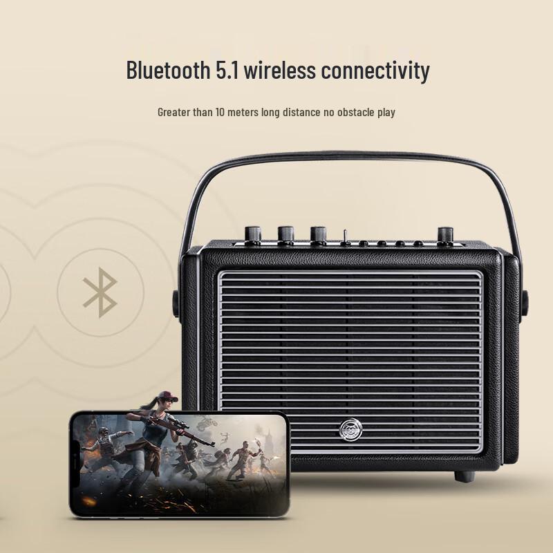 Портативная Bluetooth-колонка Elvis Radio MW-M4, штекер CN (адаптер в комплекте)
