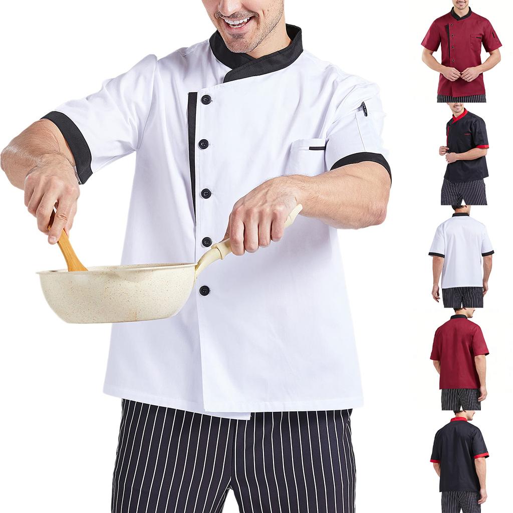 Унисекс Кардиган - Пуговицы Короткий рукав Поварская форма