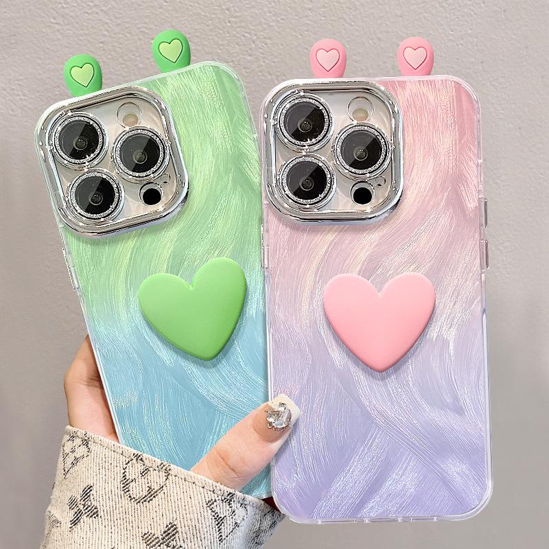 Градиент Любовь Ушные Куклы Подходят для Apple 16 Пуховая Пряжа Чехол для Мобильного Телефона Vivo Xiaomi Oppo Huawei 13promax