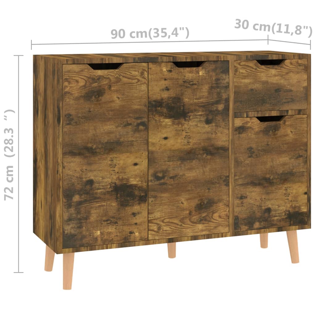 Vidaxl Szafka, Przydymiony Dąb, 90X30X72 Cm, Materiał Drewnopochodny