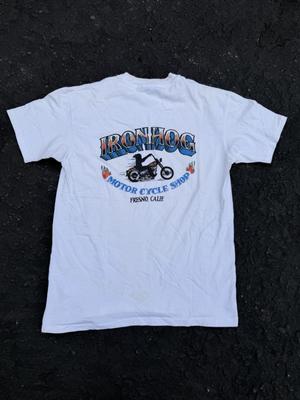 Vintage 80’s Iron Hog Biker Motorcycle California Men’s White Shirt Size Large Unisex T-Shirt