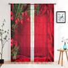2 шт., красные шторы с изображением рождественских сосновых веток -30% затемнение - подходят для гостиной, спальни, кухни, украшения дома