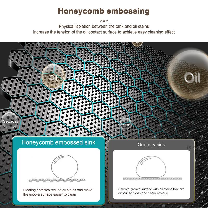 Двойная раковина-водопад, кухонная раковина из нержавеющей стали с тиснением, большая раковина с одним слотом, окружающее освещение, цифровой дисплей, умывальник