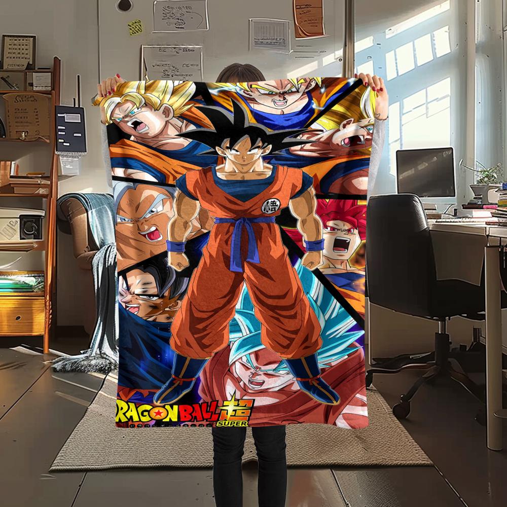 Фланелевое одеяло с принтом персонажей Dragon Ball, Высококачественное, Удобное для всех сезонов, Декор для дома, Тепло и уют, Идеально для рождественских подарков