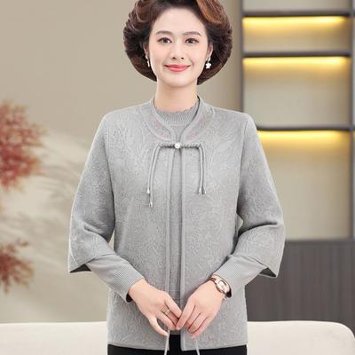 Вязаный кардиган для женщин среднего и пожилого возраста, свадебное платье свекрови, осенний свитер для матери, комплект из двух предметов