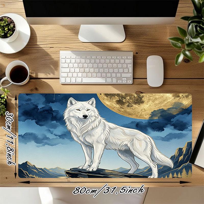 Игровой коврик для мыши Wolf Moon XL Нескользящая резиновая основа Прошитый край Водонепроницаемый коврик для стола для ПК Ноутбука Геймера Офиса Компьютерные аксессуары C927728