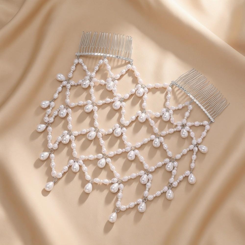 Luxury Beaded Headpiece Elegant Pearl Hair Chain Vintage Wedding Hair Comb Wedding Accessories