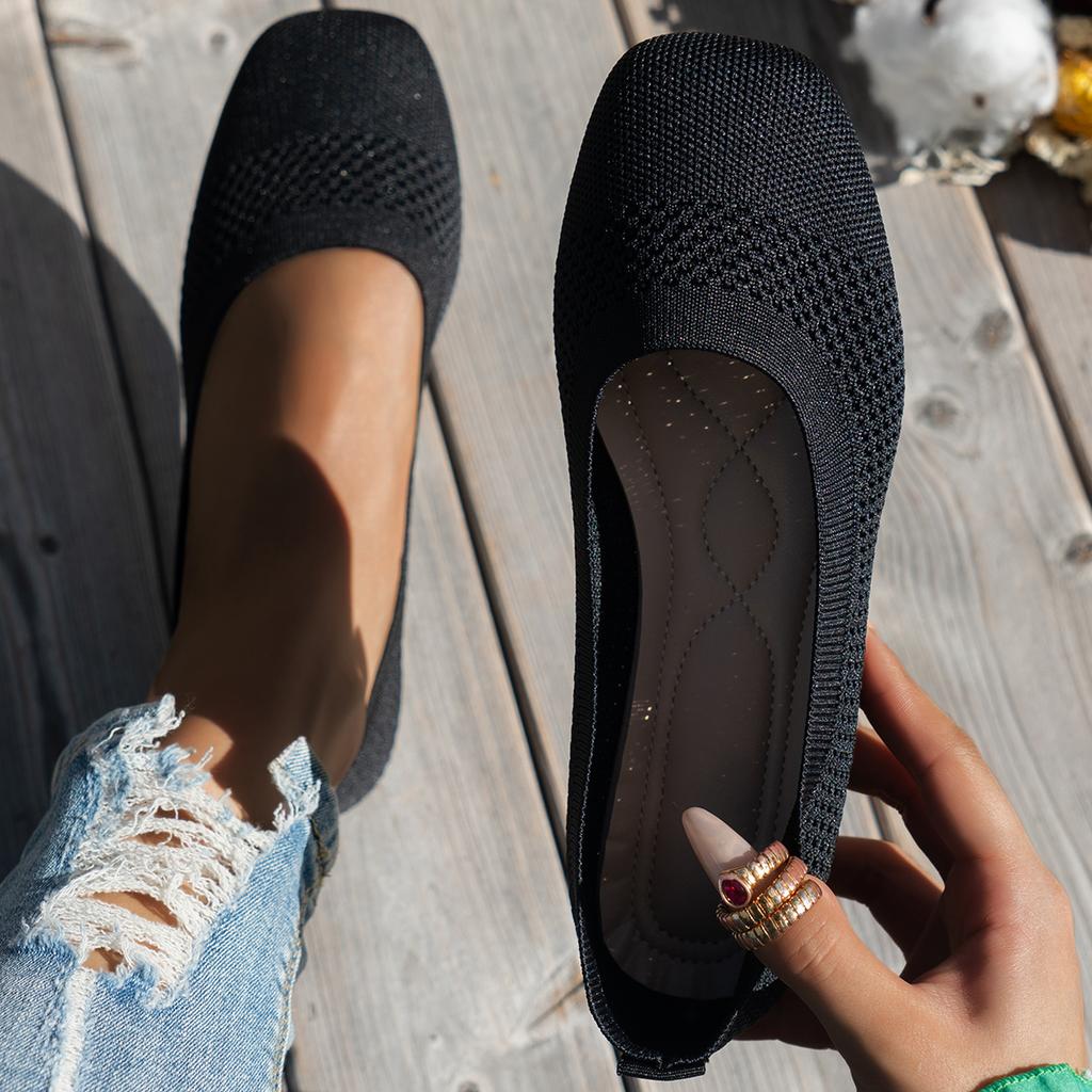 Women Flats 2024 New Spring Autumn Walking Square Top Loafers Shoes Shallow Comfortable Lolita Shoes Sneakers Zapatos De Mujer