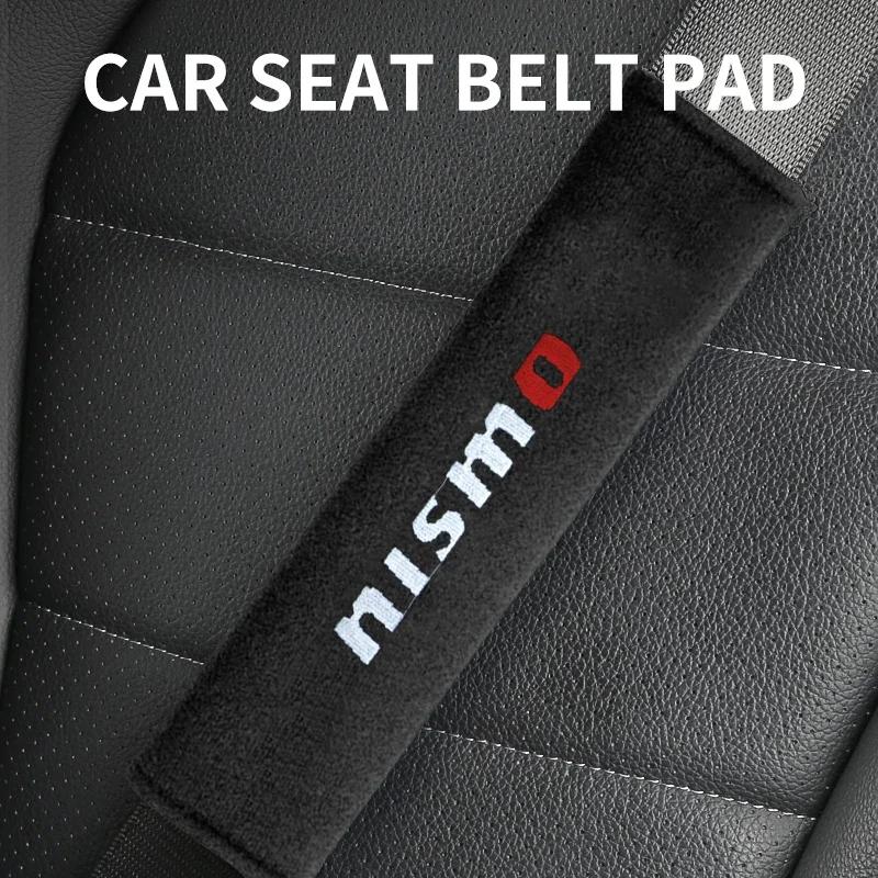 2pcs Car Shoulder Strap Covers Shoulder Protector Pad For Nissan Nismo Logo Tiida Teana Qashqai Juke X trail Note Almera Skyline
