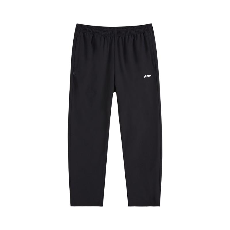 Li-Ning Simple Logo Solid Color Breathable Straight Fit Versatile Casual Pants Unisex Pants Black AYKV811-1