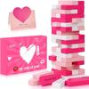 Couple Game for Adults, 48pcs Pink Wooden Lust Tower Game for Naughty Date Night Ideas and Fun Couple Gifts for Her, Unique Stacking Games Gift