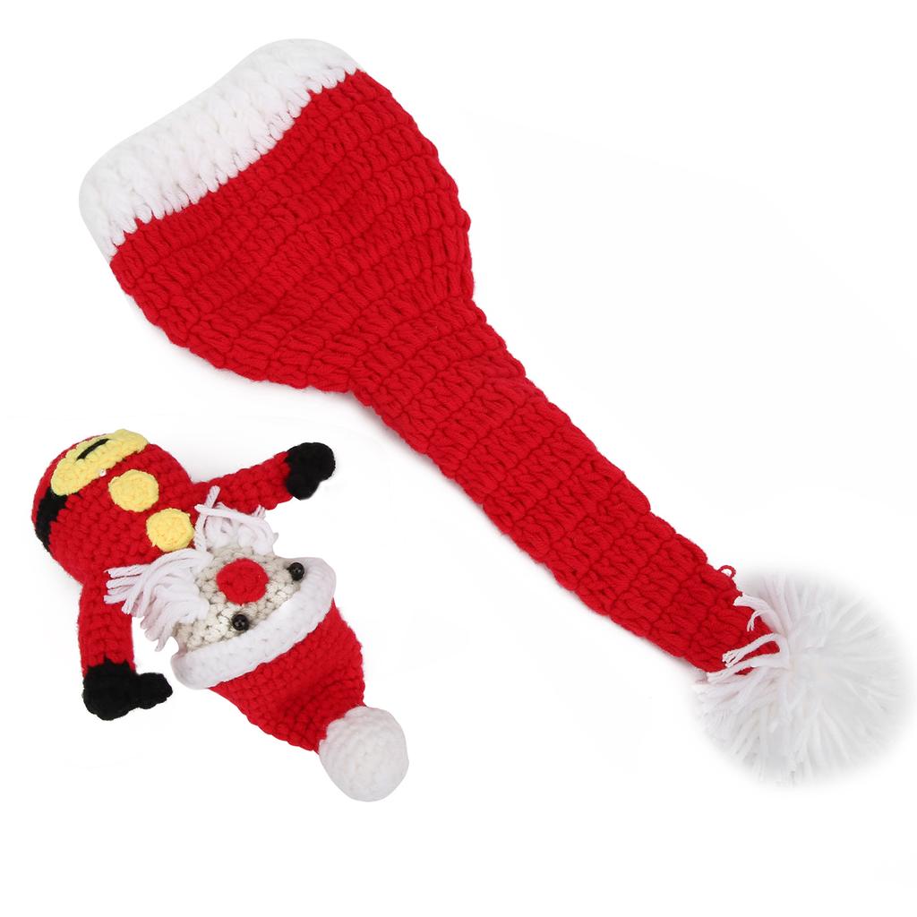 Red Baby Photography Props Hat Doll Handcrafted Newborn Christmas Santa Claus Photo Props