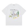 Men Women Streetwear Short Sleeve T-Shirt With Geometric Letter Print Loose Fit Cotton Tee Casual