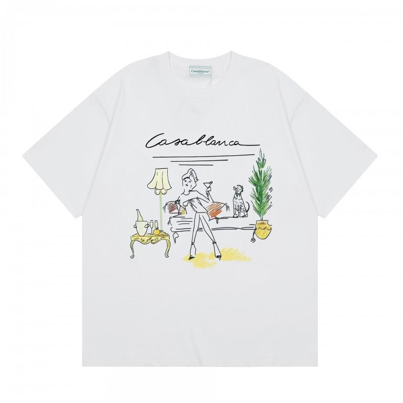 Men Women Streetwear Short Sleeve T-Shirt With Geometric Letter Print Loose Fit Cotton Tee Casual
