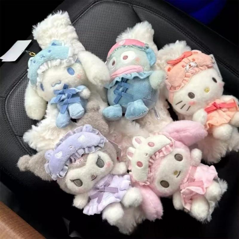 NAKAJIMA Eye Mask Pajamas Melody Hangyodon Cinnamoroll Plush Doll Pendant pink Polka ribbon Cartoon Kitty Stuffed Toys
