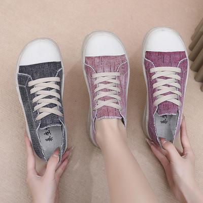 Женские парусиновые туфли, легкие кроссовки на платформе, низкие теннисные туфли со шнуровкой, удобная повседневная обувь для ходьбы, женские нескользящие дышащие туфли