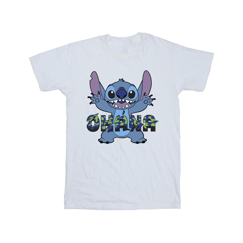 Disney Mens Lilo And Stitch Ohana Blue Glitch T-Shirt