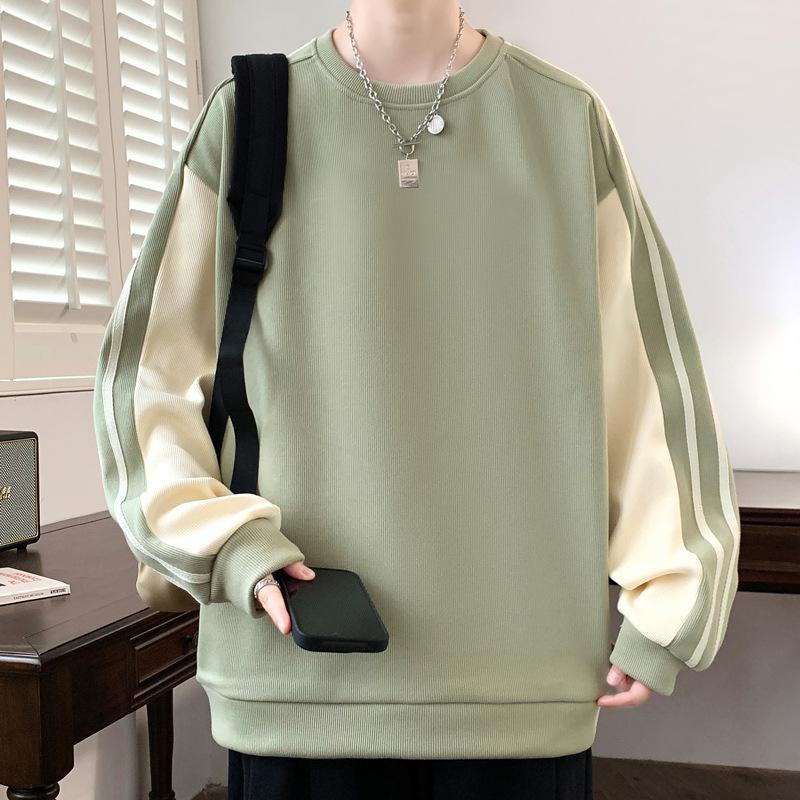 Осенний свитшот большого размера, мужской свободный с круглым вырезом, большого размера, плюс толстый топ, модная повседневная куртка