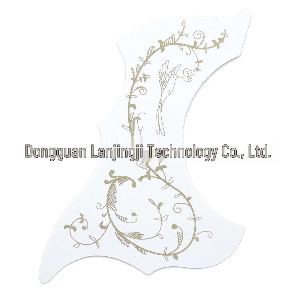 40-41 inch Left/Right Hand Floral & Bird Painted Wooden Guitar Pickguard with Scratch Protection & Adhesive Backing