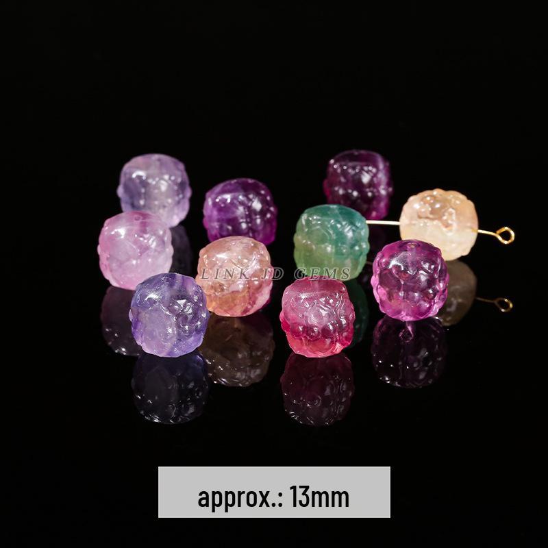 Драгоценности Цзиндэ Натуральный Разноцветный Флюорит Подвеска Ваджра Кристальная Резьба Шарм