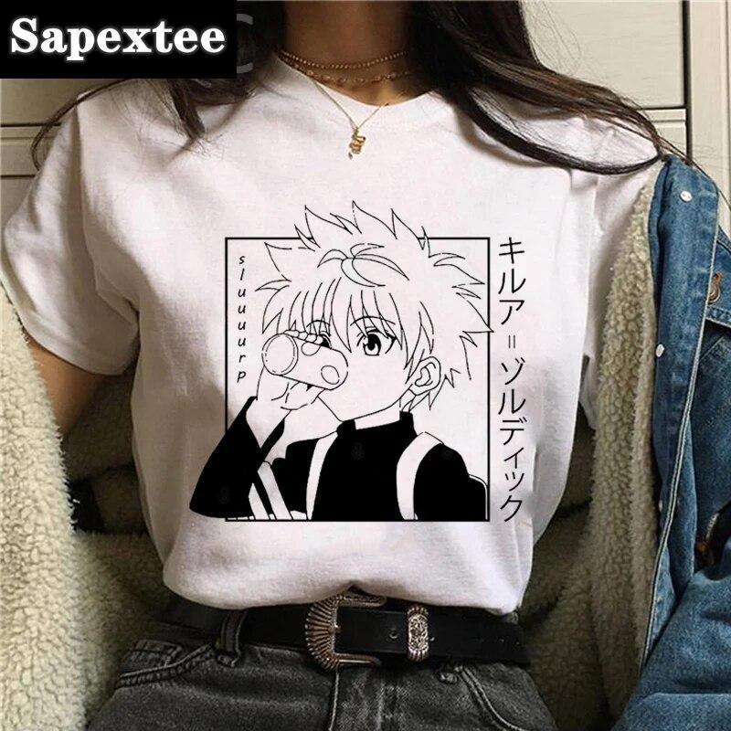 Hunter x Hunter Killua Hisoka Kurapika одежда футболка унисекс эстетичная уличная одежда ulzzang повседневные футболки с рисунком футболка kawaii