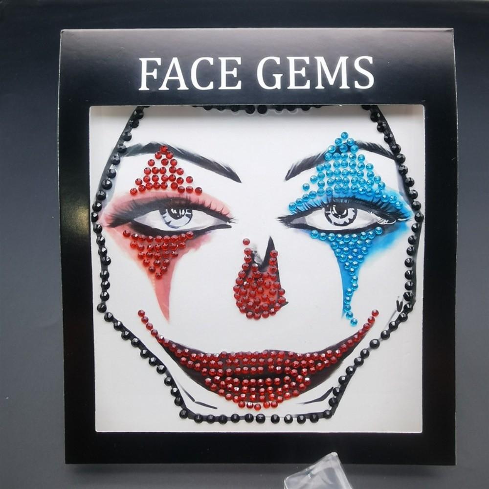 3D Resin Face Rhinestone Sticker Colorful Jewelry Face Sticker Halloween Fake Tattoo Costume Party