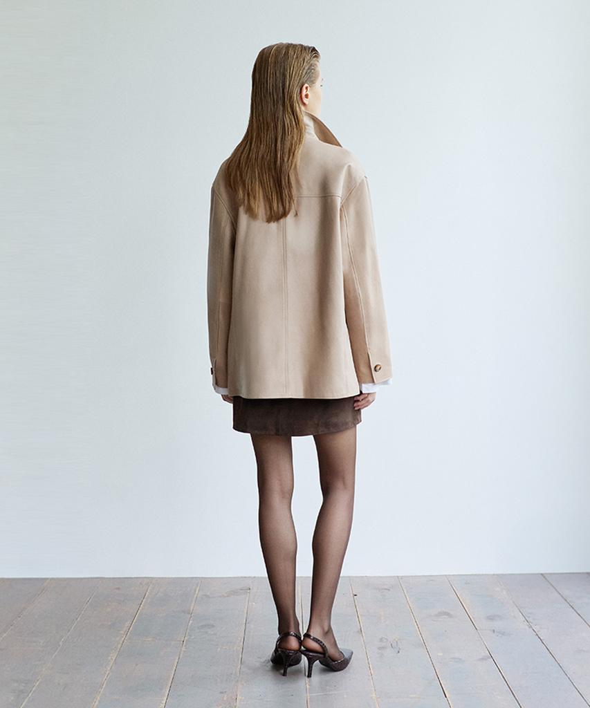 VERDEMAR Italy Vegetable Lambskin Car Coat_Beige