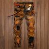 MAITA Men Retro Jeans Personality Hole Patch Slim Straight Jeans Pants for Male Plug Size 28-42
