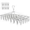 LEEPWEI Stainless Steel Foldable Clothes Drying Rack with 52 Clothes Pinch Gift Included Spare Pins Pins, Multi-Function Storage, (10 Included)