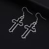 Fashion Antique Silver Color Cross Pendant Vintage Dangle Earrings for Women Party Punk Cool Drop Earrings Jewelry Gifts