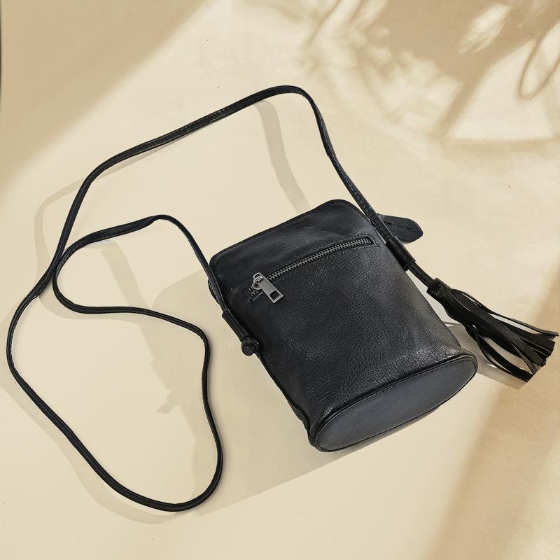 Women'S Shoulder Bag, Genuine Leather Internet Celebrity Bag, First-Layer Cowhide Messenger Bag, Personalized Women'S Retro Mobile Phone Bag