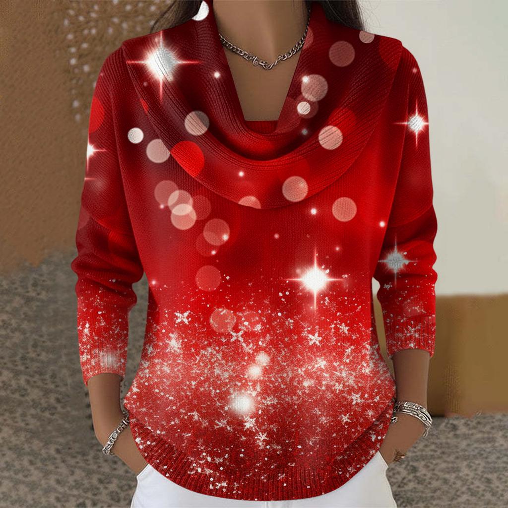 Женский повседневный и модный свитер с круглым вырезом, длинными рукавами и принтом