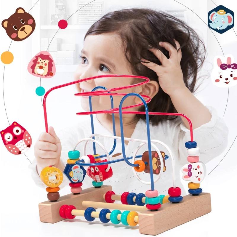 Игровые наборы для малышей Montessori первого класса Премиальное качество Деревянный вращающийся элемент Подставка премиум-качества Шарик высшего качества Лабиринт премиум-качества