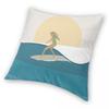 Golden Sunset Surfer Girl Square Pillowcase Polyester Linen Velvet Creative Zip Decor Pillow Case Home Cushion Cover