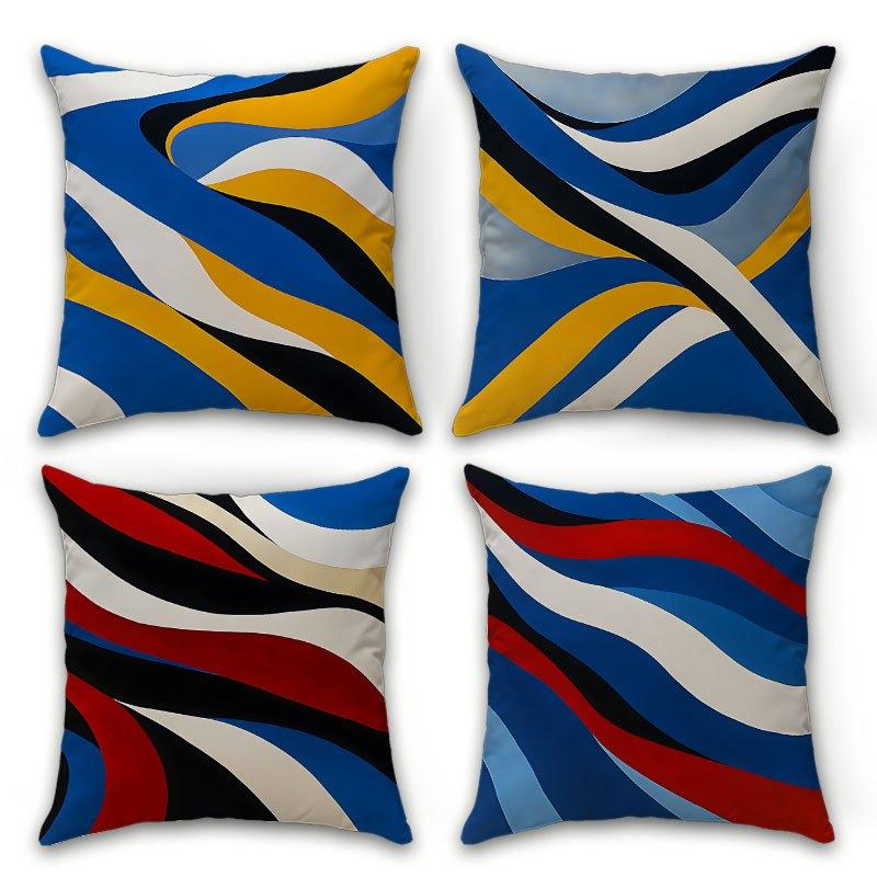 Colorful abstract wave design digital printing pillow cover Short plush Suitable living rooms bedrooms sofas throw cushion cover