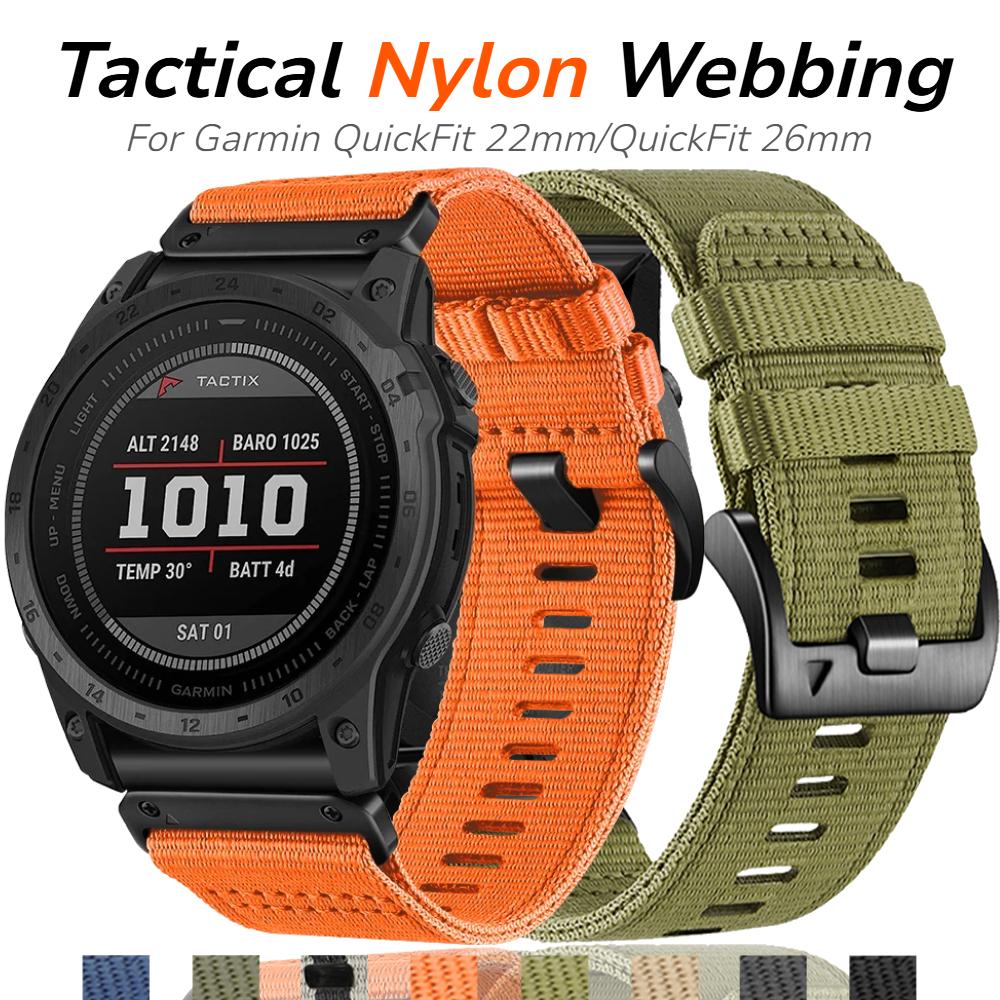 Нейлоновый ремешок QuickFit 22 мм/26 мм для Garmin Fenix 8 Pro 8 7X 7 Pro/Tactix 8/Instinct 3 2X/Forerunner 970 965 955/Descent G2/Enduro 3